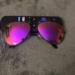 Ray-Ban Black Frame Sunglasses with Purple Lenses